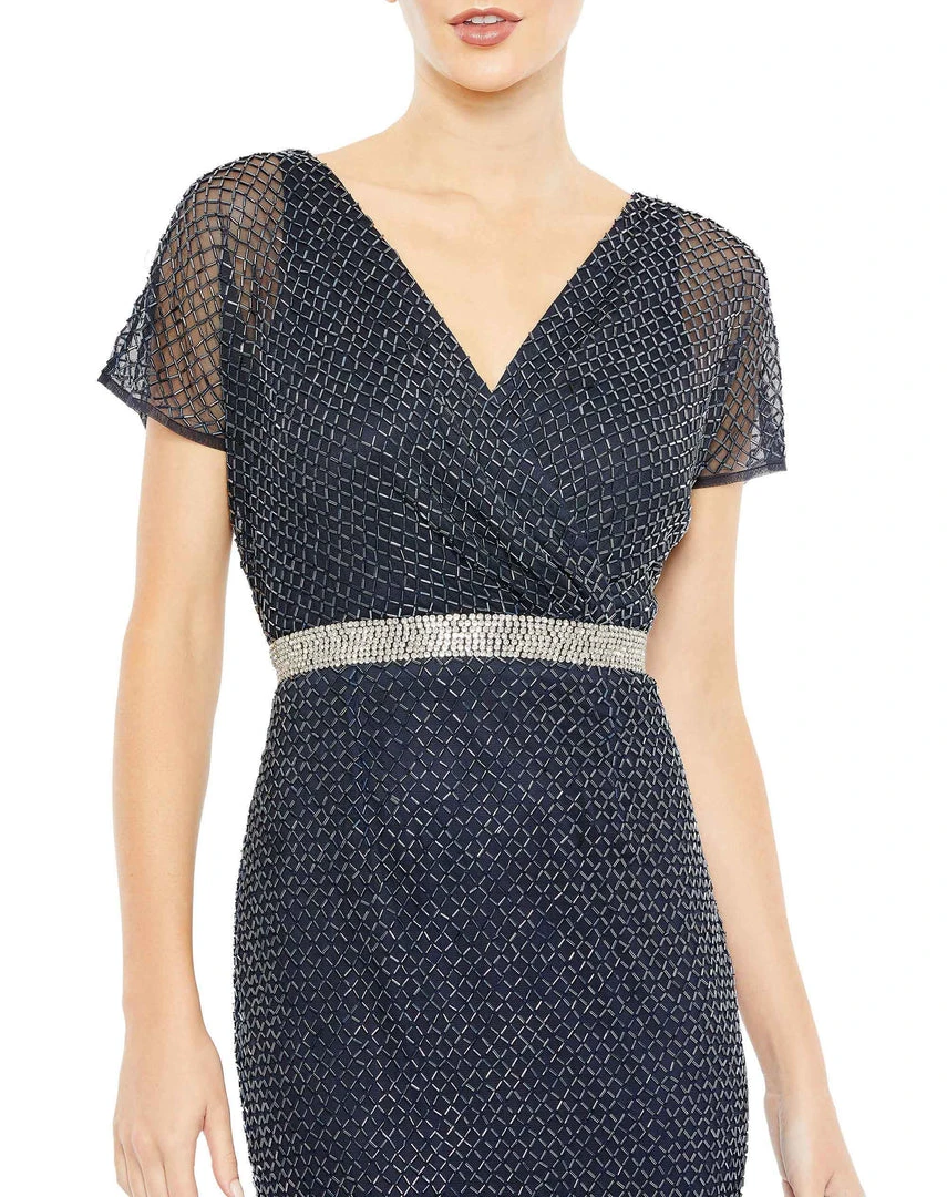 Mac Duggal Beaded Butterfly Sleeve Column Gown 3 Mac Duggal Beaded Butterfly Sleeve Column Gown