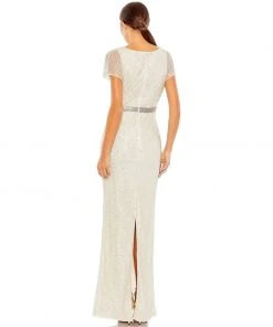 Mac Duggal Beaded Butterfly Sleeve Column Gown 10 Mac Duggal Beaded Butterfly Sleeve Column Gown