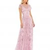 Mac Duggal Shop For Floral Embellished Illusion Cap Sleeve Gown