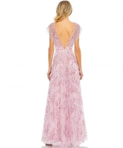 Mac Duggal Shop For Floral Embellished Illusion Cap Sleeve Gown
