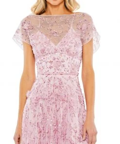 Mac Duggal Shop For Floral Embellished Illusion Cap Sleeve Gown