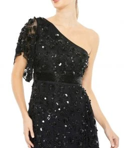 Mac Duggal Asymmetric Beaded One Shoulder Gown 11 Mac Duggal Asymmetric Beaded One Shoulder Gown