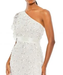 Mac Duggal Asymmetric Beaded One Shoulder Gown 8 Mac Duggal Asymmetric Beaded One Shoulder Gown