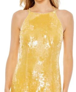 Mac Duggal Shop For Sequined High Neck Strappy Low Back Gown