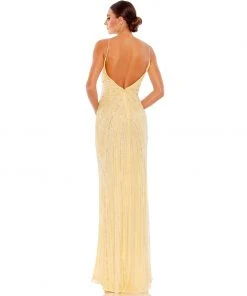 Mac Duggal Shop For Beaded Sleeveless Faux Wrap Gown