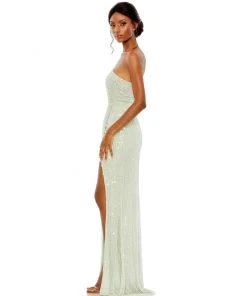Mac Duggal Shop For Pearl Embellished Soft Tie One Shoulder Gown