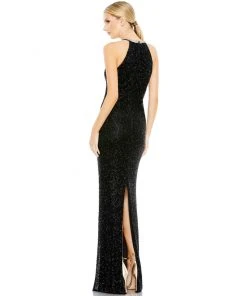 Mac Duggal Shop For Beaded Halter Neck Column Gown