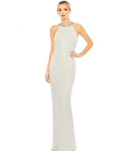Mac Duggal Shop For Beaded Halter Neck Column Gown
