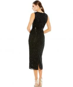 Mac Duggal Geometric Embellished Sleeveless A Line Dress Shop For