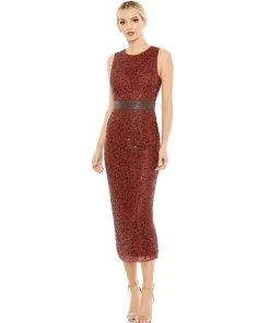 Mac Duggal Geometric Embellished Sleeveless A Line Dress Shop For