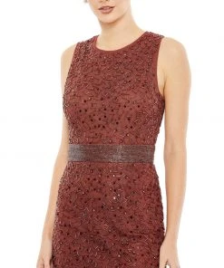 Mac Duggal Geometric Embellished Sleeveless A Line Dress Shop For