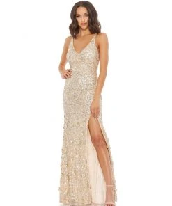 Mac Duggal Shop For Sequined Strappy Sleeveless Gown