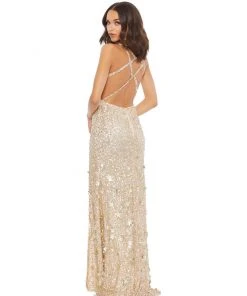 Mac Duggal Shop For Sequined Strappy Sleeveless Gown