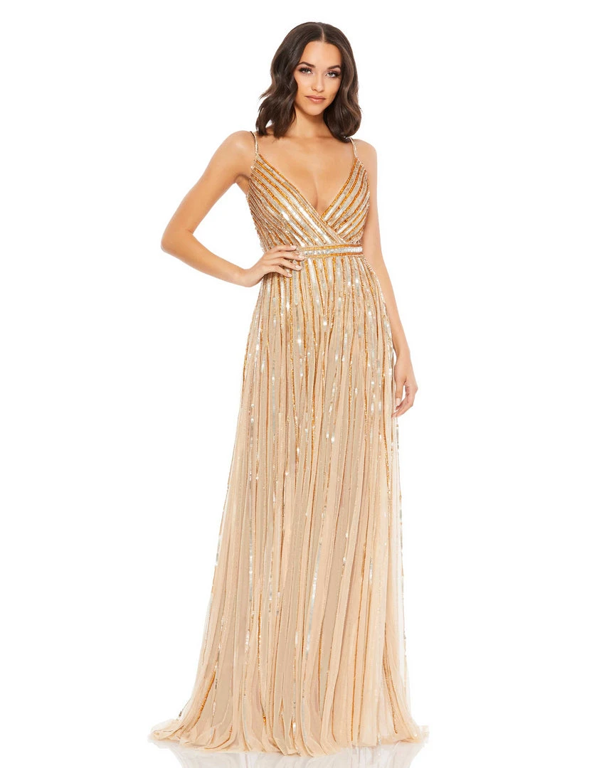 Mac Duggal Shop For Sequined Wrap Over Sleeveless Gown 1 Mac Duggal Shop For Sequined Wrap Over Sleeveless Gown