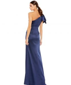 Ieena For Mac Duggal Ruffled One Shoulder Satin Gown Mother Of The Bride + Groom Dresses